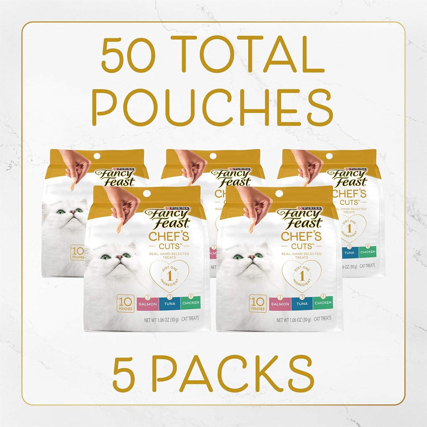 Purina Fancy Feast Natural Cat Treats Variety Pack, Purely Natural - (Pack of 5) 10 Ct. Pouches