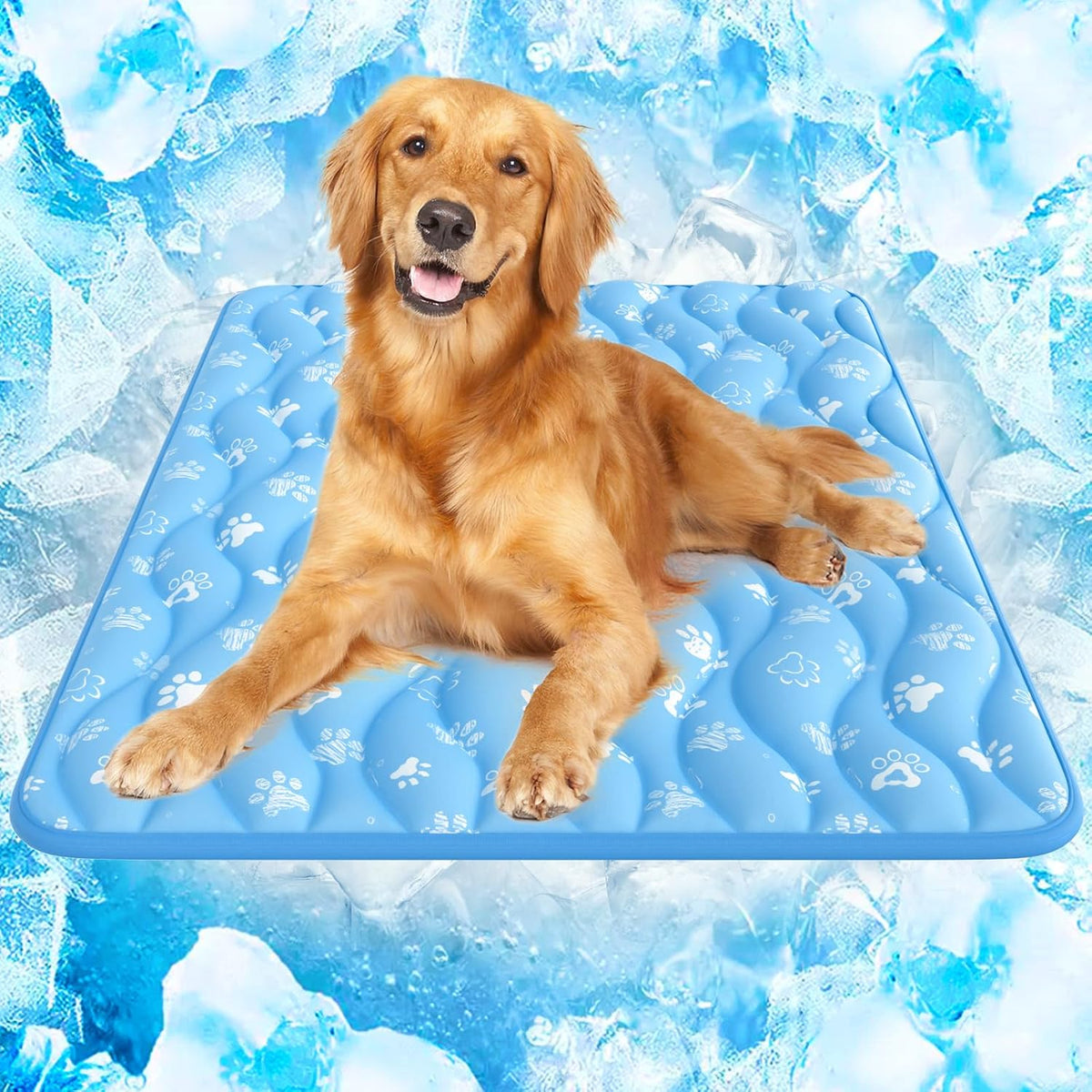 Rywell 44X32In Dog Cooling Mat with One-Way Moisture & Arc-Chill 3.0