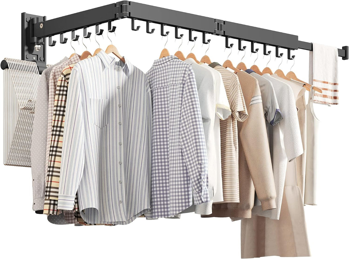 Zdwcyl Wall Mounted Clothes Hanger,Clothes Drying Rack,Laundry Drying Rack,Drying Rack Clothing,Laundry Hanger Rack,Retractable Dryer Racks,Collapsible, Aluminum,Can Be Fold Upward & Left & Right