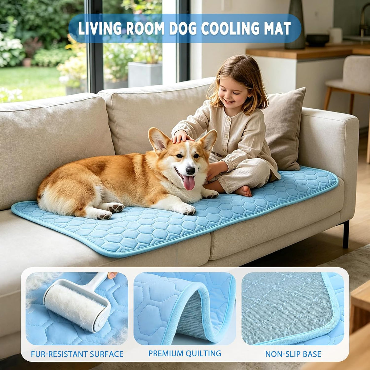 Arc-Chill Dog Cooling Mat, Non-Slip Washable Portable Cool Pad