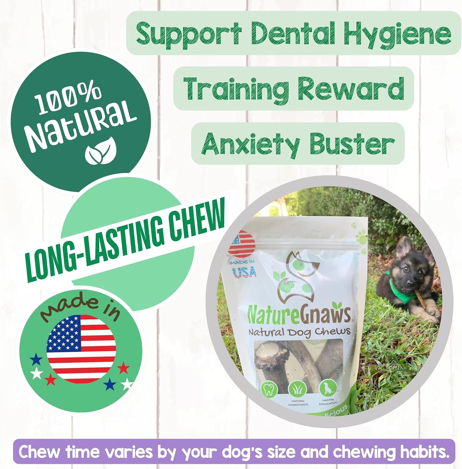 Nature Gnaws USA Elk Antlers for Dogs 5-8" (3 Count) - Mix of Split and Whole Pieces - Long Lasting for Aggressive Chewers - Natural Dog Chew Bones