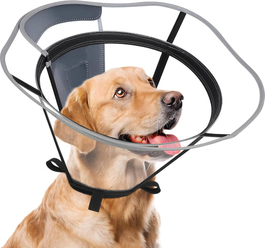 Extended Dog Cone to Stop Licking, Adjustable Depth, Transparent