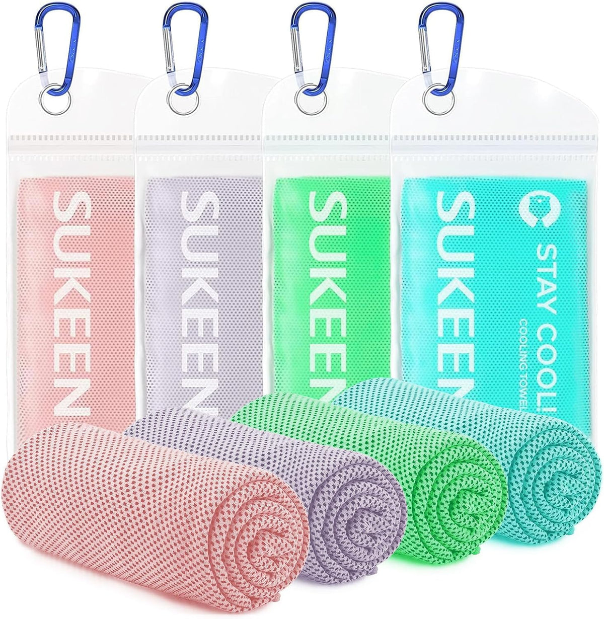 Sukeen Cooling Towels (40"X12") for Neck and Face 4 Pack Cooling Neck Wraps