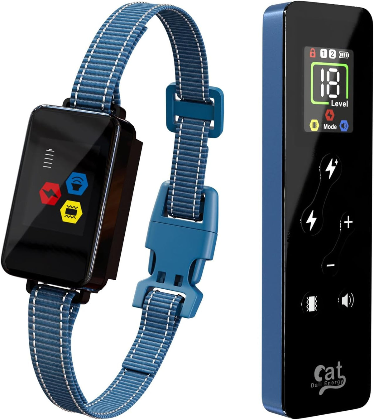 Cat Training Collar Cat Bark Collar with Remote Electric Cats Shock Collar 3300FT IP67 Waterproof 3 Training Modes Beep Vibration Shock Mode Top Meowing Effective for Bad Behavior Sea Blue