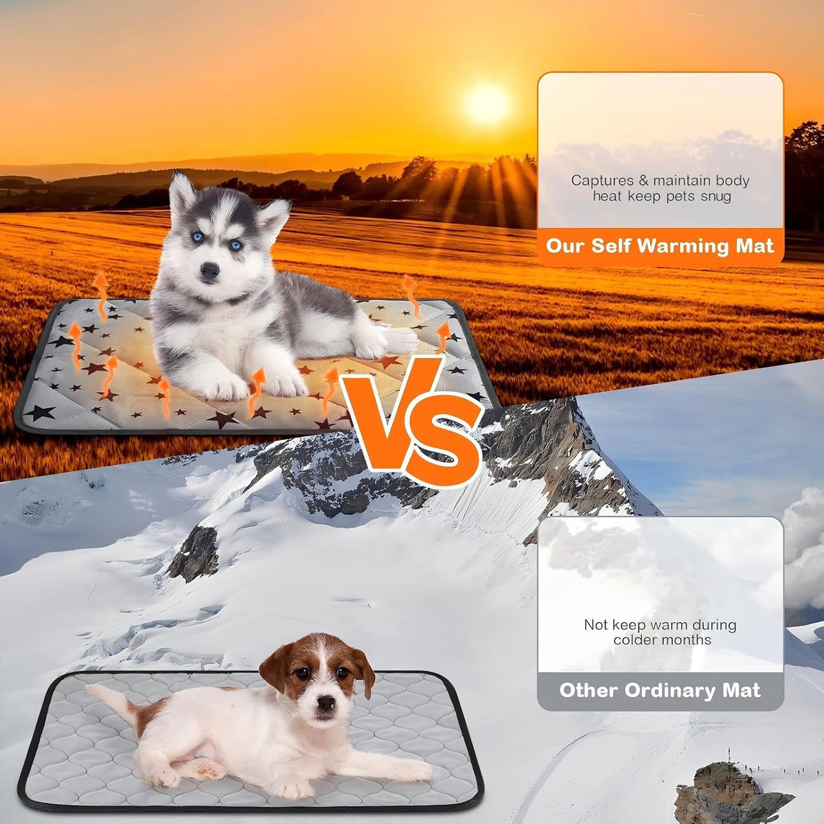 Namalu 4 Pack Self Warming Cat Bed Self Heating Cat Mat Star Pattern Soft Dog Crate Pad Thermal Pet Mat anti Slip Kennel Dog Washable Warming Bed for Outdoor Indoor(18 X 24 Inch,Gray)