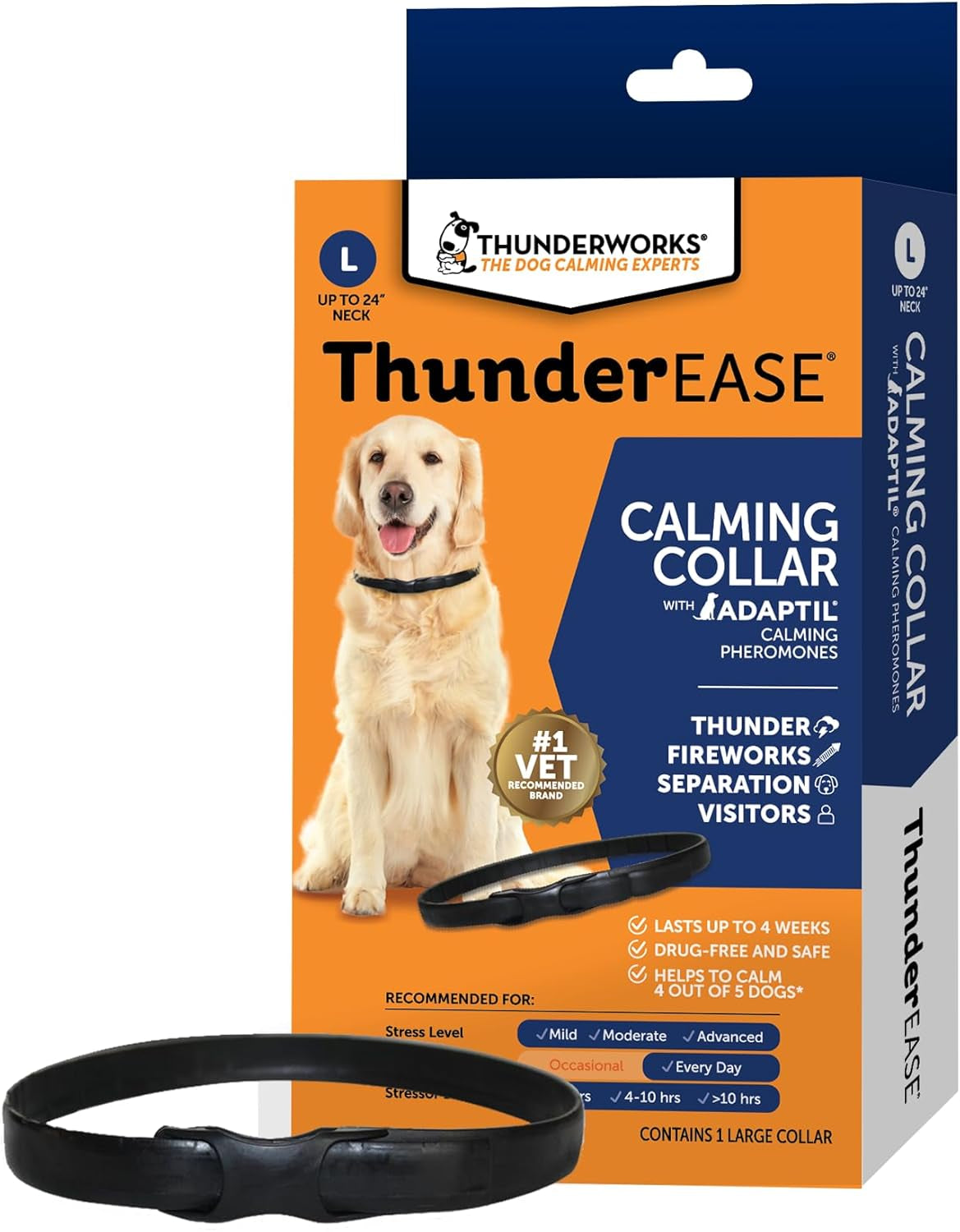 Thunderease Calming anti Anxiety Pheromone Collar for Dogs (Large)