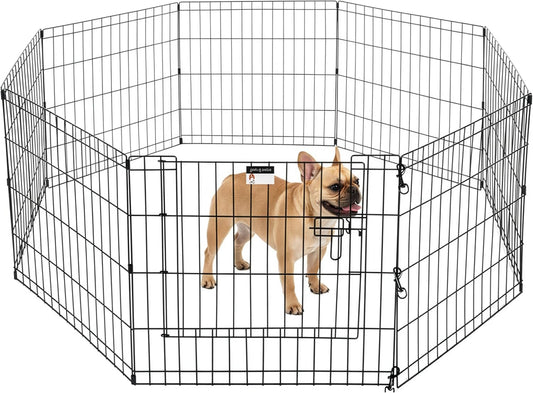Puppy Playpen - Foldable Metal Exercise Enclosure with Eight 24-Inch Panels - Indoor/Outdoor Fence for Dogs, Cats, or Small Animals by PETMAKER