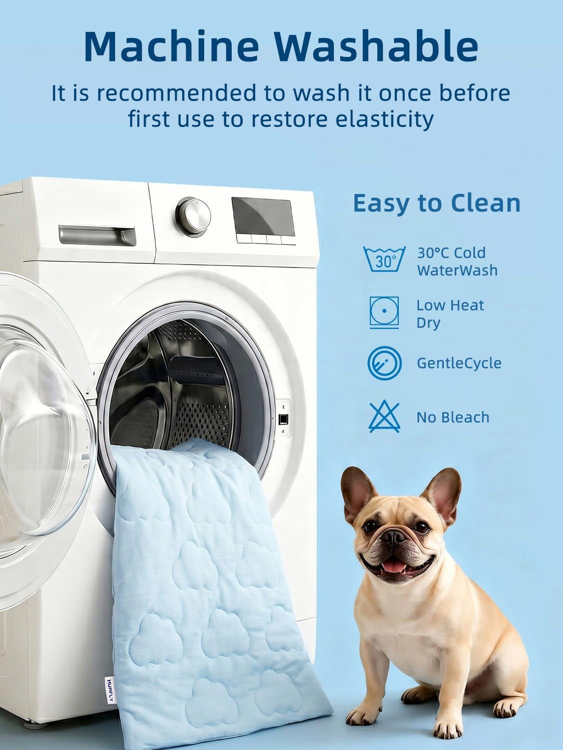 Huafly Dog Cooling Mat,Dual-Sided Cooling Mat for Dogs Cloud Blue