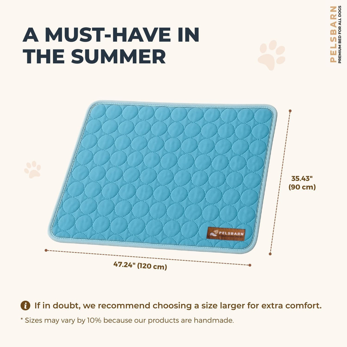Pelsbarn Dog Cooling Mat, Ice Silk Self-Cooling Pad, Light Blue, XL