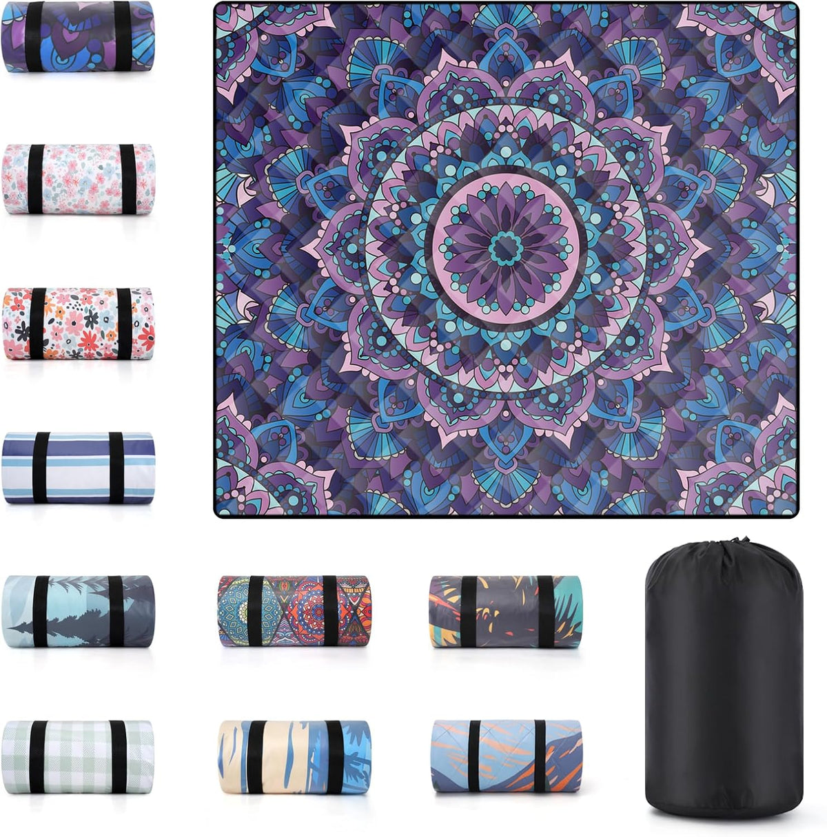 60X80" Extra Large Picnic Blankets Waterproof Sandproof Couple Outdoor Beach Blanket Foldable Grass Park Lawn Concert Mat Summer Camping Essentials Rv Travel Vacation Accessories Festival Gift
