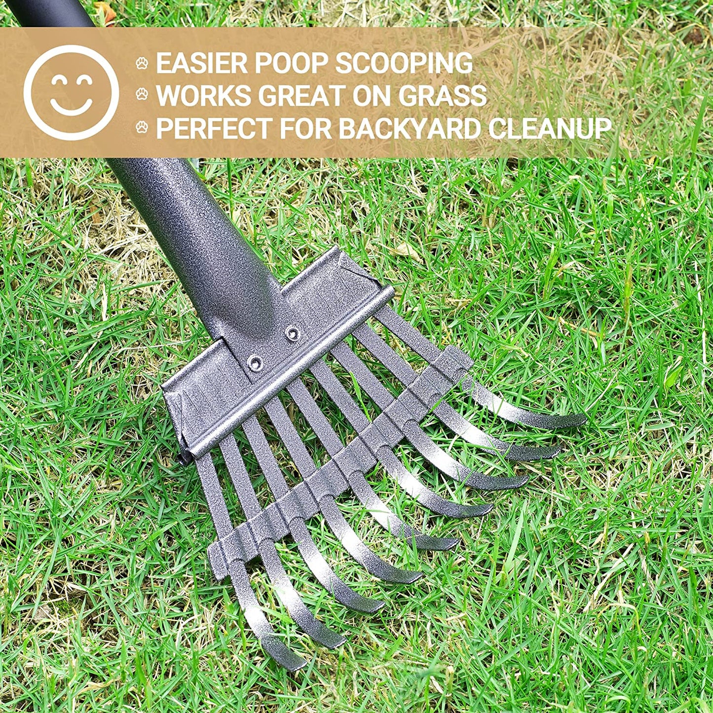 Heeyoo Dog Pooper Scooper, Dog Poop Tray and Rake Set, Pet Waste Removal Scoop with Long Adjustable Sectional Stainless Handles | Pet Waste Removal Scoop with Adjustable Sectional Handles