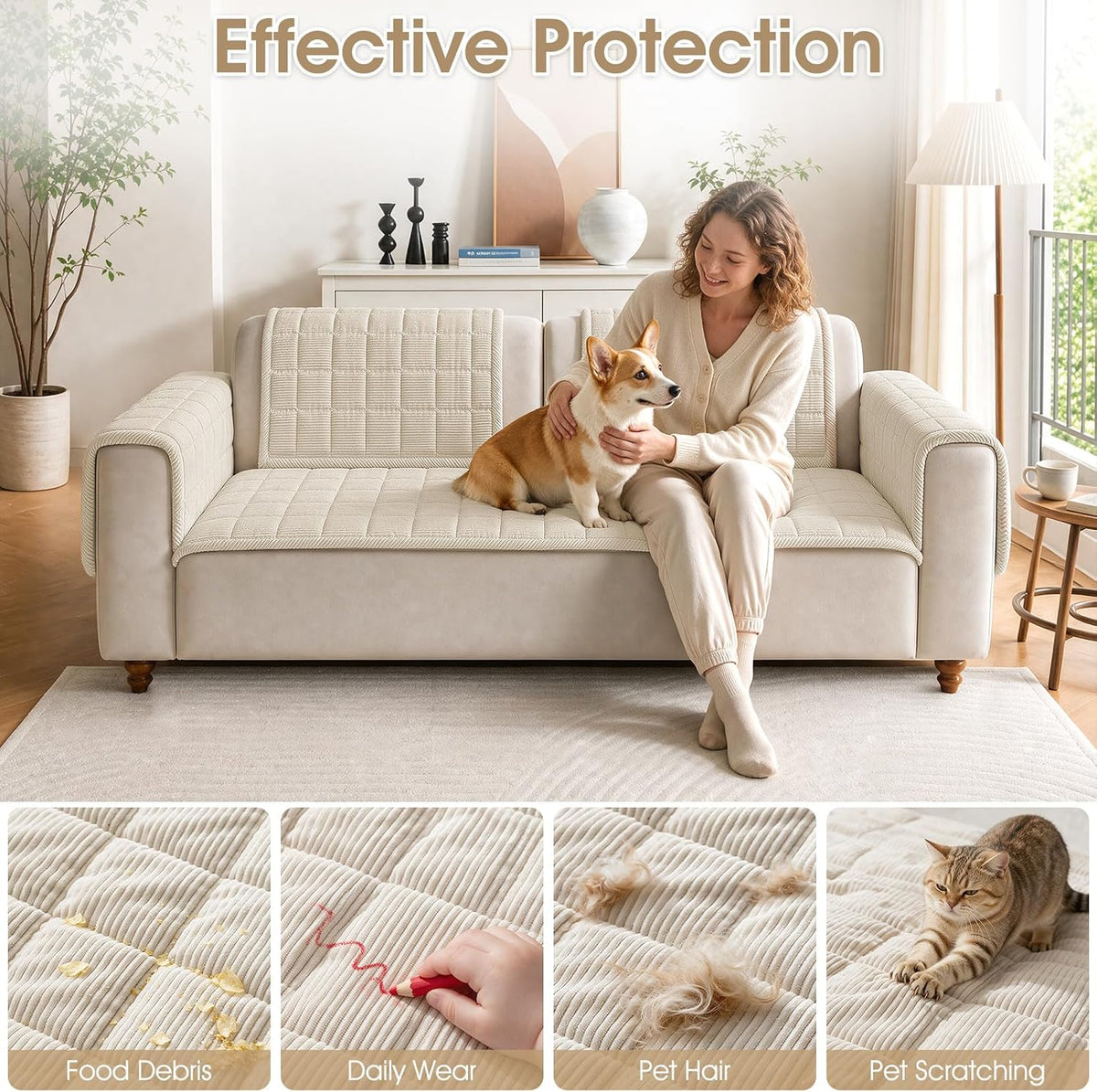 Couch Cover for Dogs Non-Slip Pet Couch Cover for Sofa Plush Protector