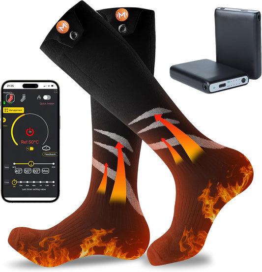 Heated Socks for Men Women, 6000Mah Rechargeable Electric Heating Socks,Battery Operated Winter Thermal Sock Foot Warmer for Outdoor Work Skiing Fishing Hunting Hiking Camping