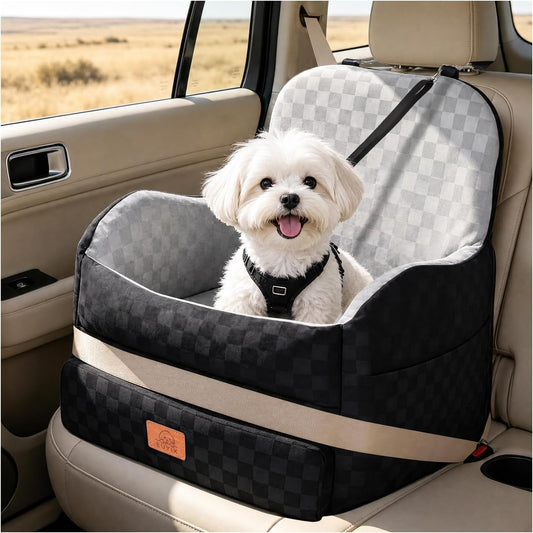 Dog Booster Car Seat for Small/Medium Dogs, Full-Wrap Seat Belt System