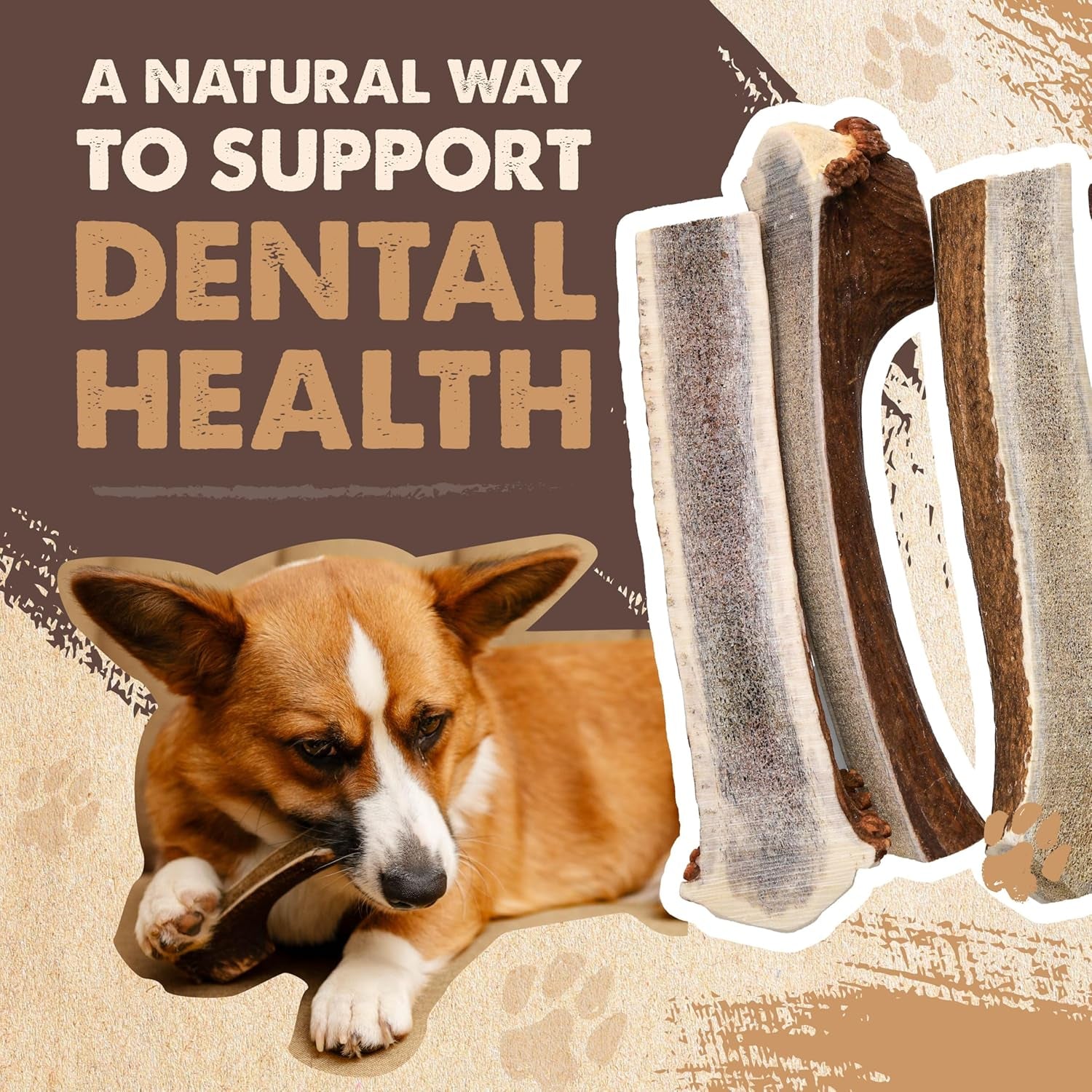 Mighty Paw Naturals Split Elk Antler for Dogs | USA Sourced, Long Lasting Chew for Aggressive Chewers – Low Odor, Natural Alternative to Dog Toys