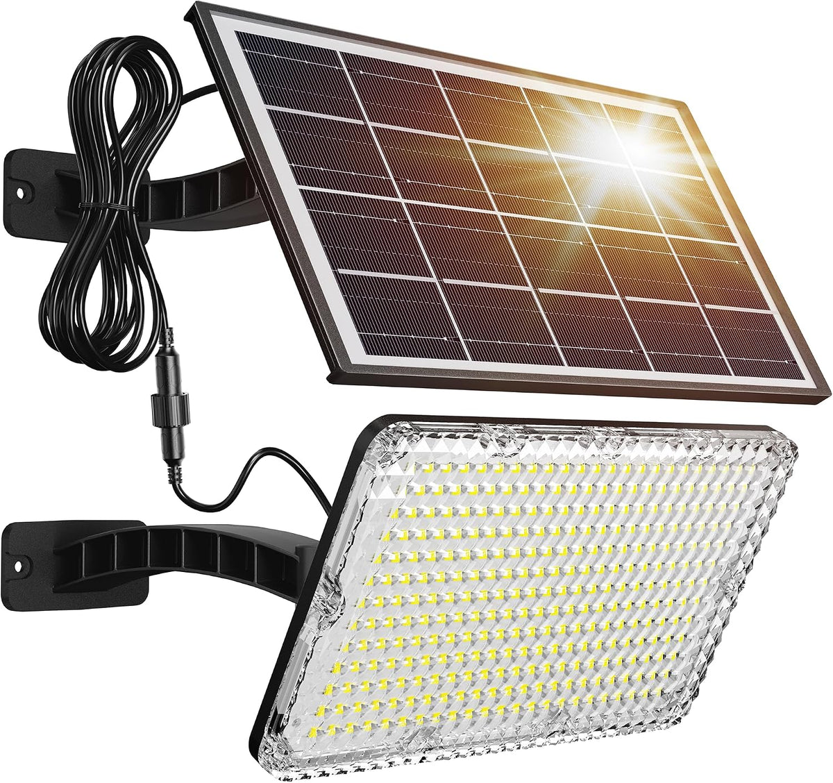 JACKYLED 1000 Lumens 299 LED Solar Lights Outdoor Bright Solar Black 1 Pack