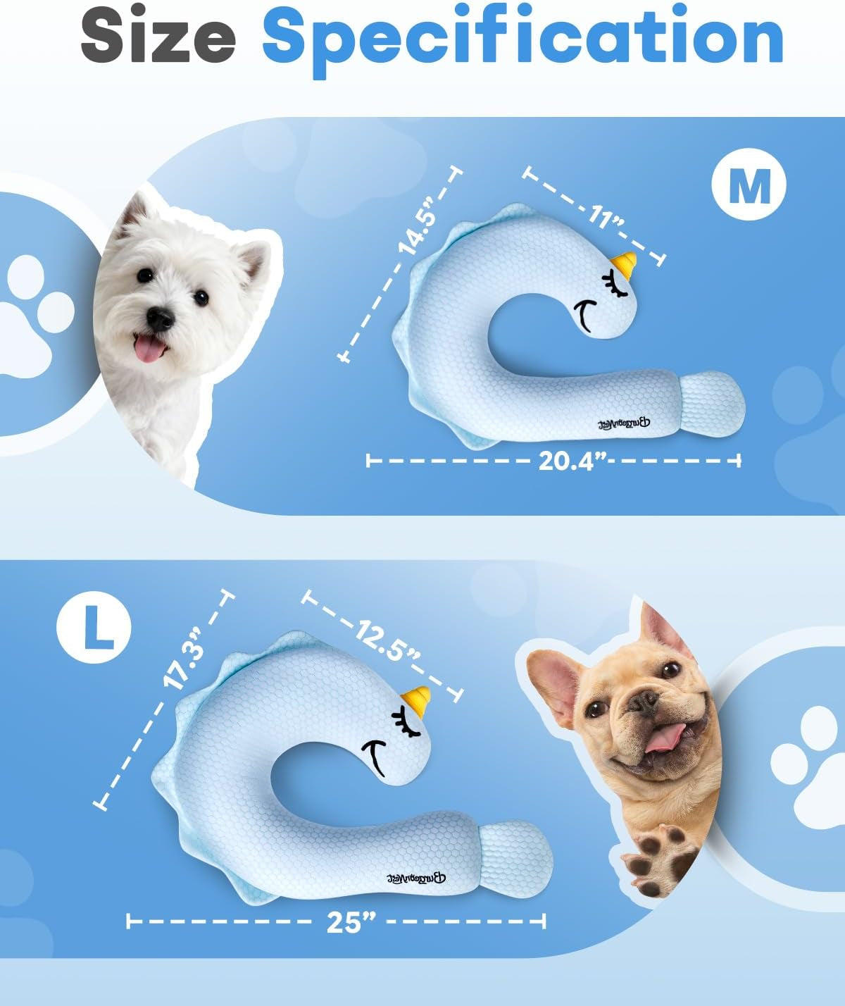 Burgeonnest Cooling Small Dog Pillow for Puppies and Cats,(Cool Blue, Medium)