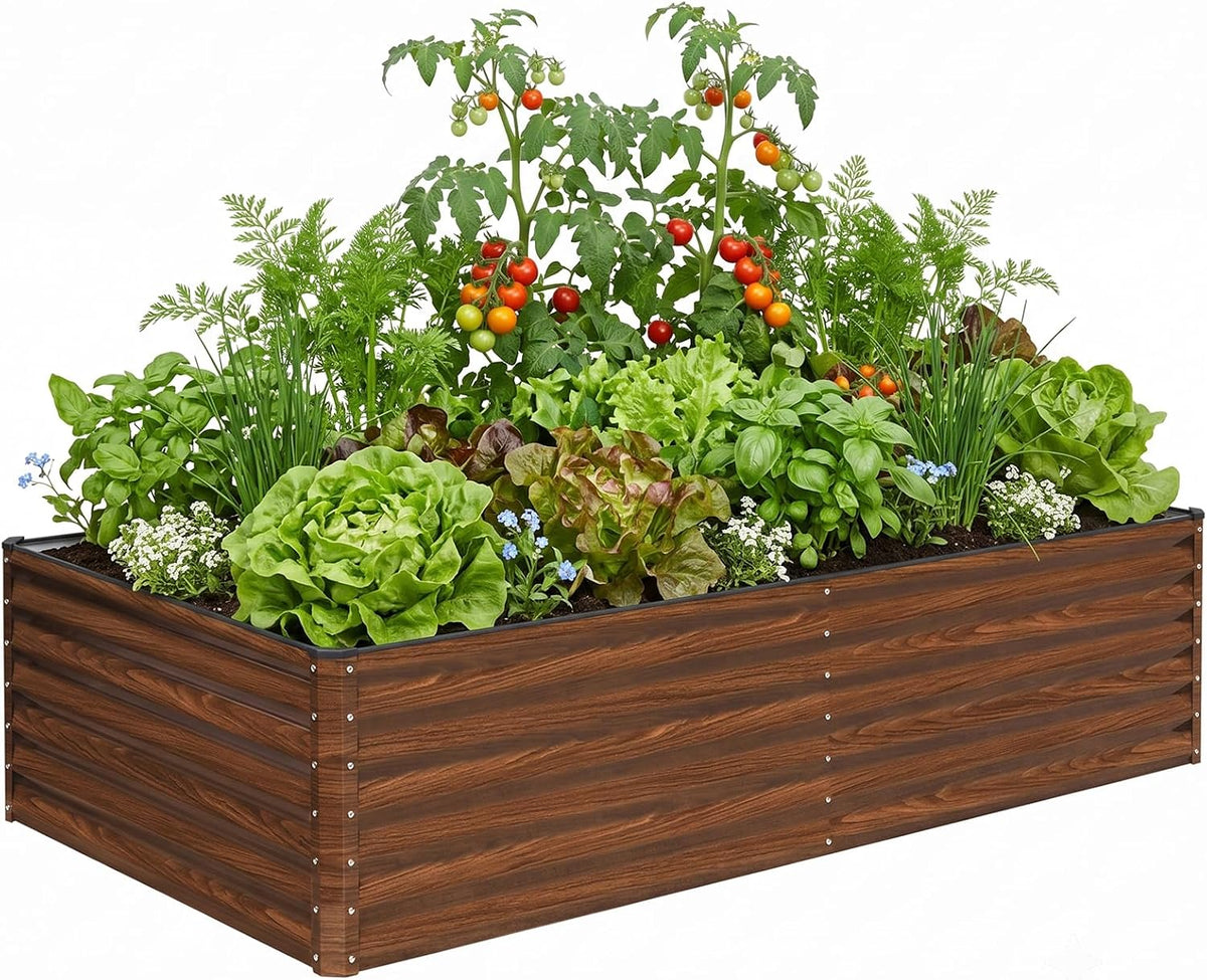 Snugniture Galvanized Raised Garden Bed 8X4X2Ft Outdoor Large Metal Planter Box Steel Kit for Planting Vegetables, Flowers