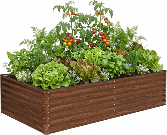 Snugniture Galvanized Raised Garden Bed 8X4X2Ft Outdoor Large Metal Planter Box Steel Kit for Planting Vegetables, Flowers