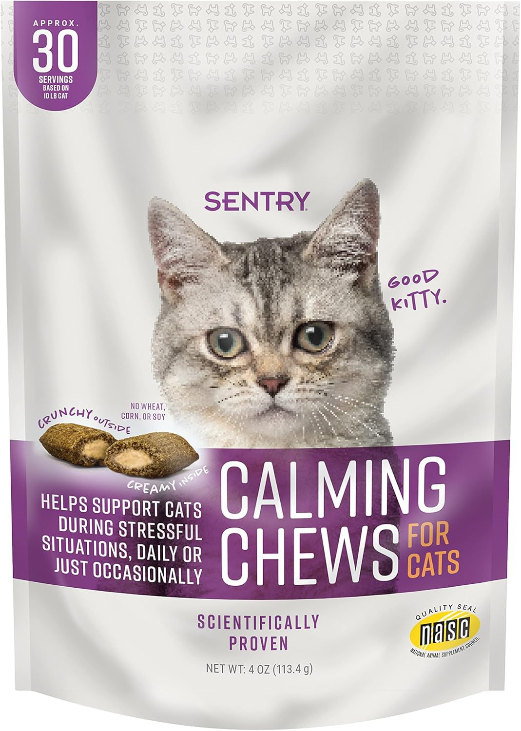 Sentry Calming Chews for Cats, Calming Aid Helps to Manage Stress, with Pheromones That May Help Curb Destructive Behavior, Calming Health Supplement for Cats, 4 Oz.