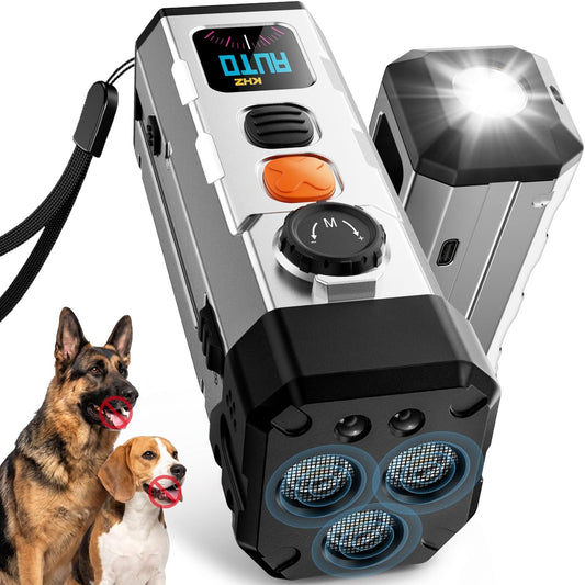 3X Ultrasonic anti Barking Device for Dogs, 6 Adjustable Frequencies Bark Deterrent, 50FT Range, Rechargeable Humane Trainer, Portable Bark Stopper with 2 Flashlight Modes for All Dogs Indoor Outdoor