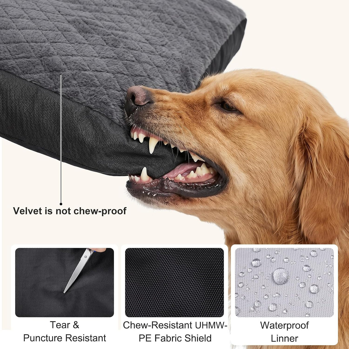 GASUR Indestructible Chew-Proof Dog Bed for Medium Dogs, Durable Crate Bed