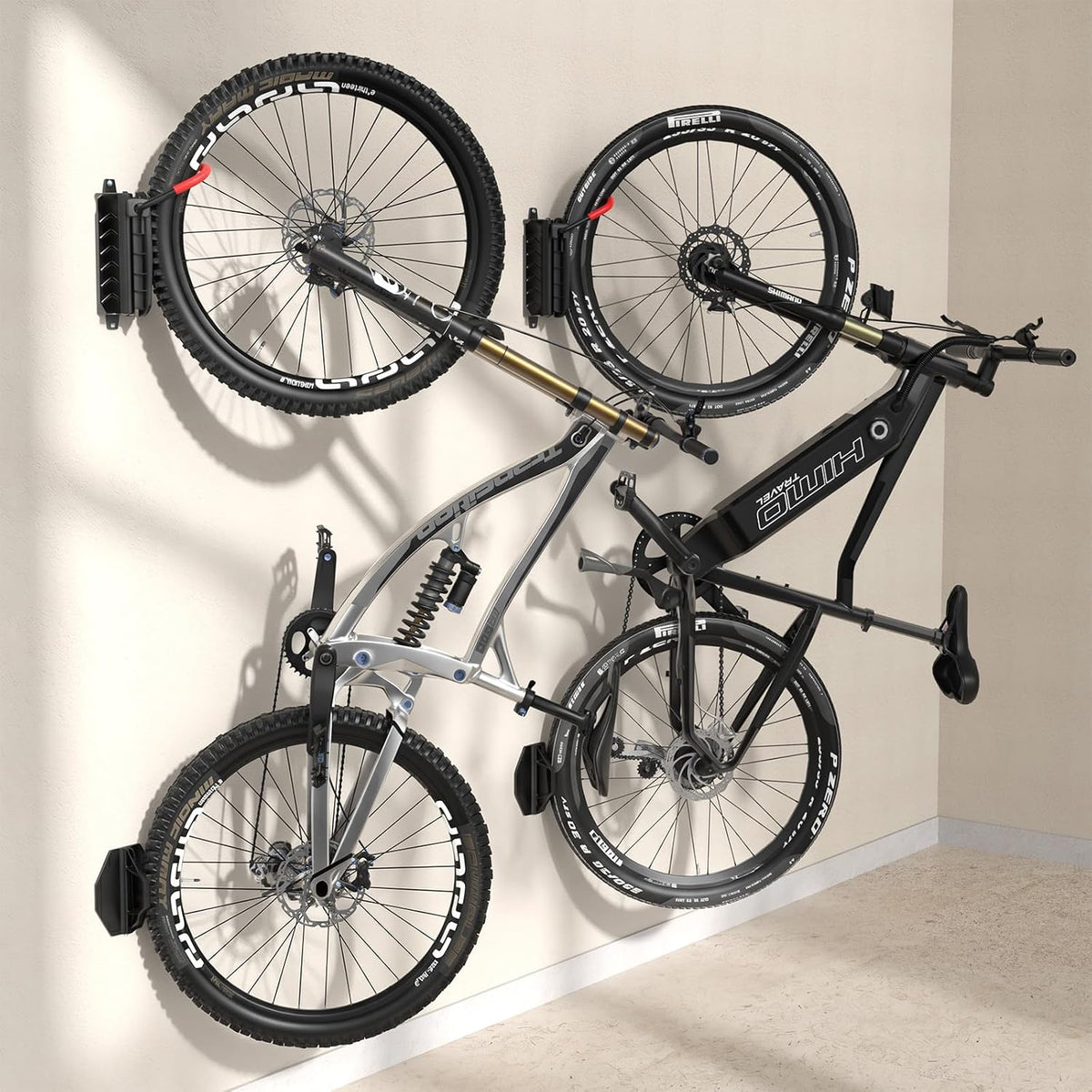 Housolution Swivel Bike Wall Mount [2 Pack], 150° Swivel up to 66Lbs, Red