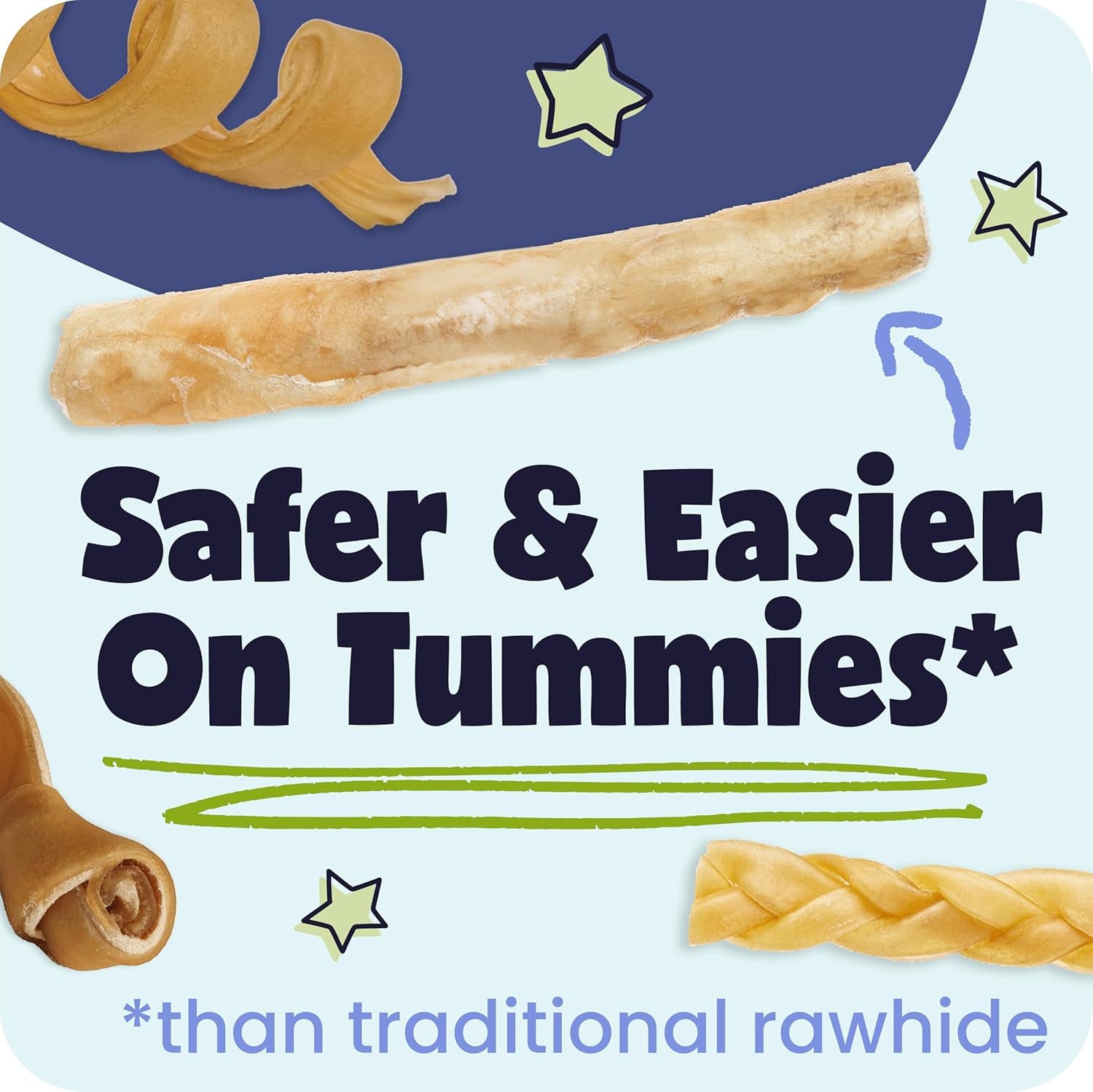 Pawstruck All Natural 11-12" Roasted Collagen Sticks for Dogs – Low Odor & Long-Lasting Bully Stick & Rawhide Alternative, Single Ingredient, Vet Approved – 5 Pack