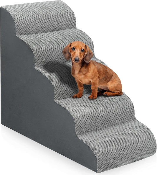 MEJYJEM Dog Stairs for High Beds 28.7” H, 5 Step Pet Ramp for Large Dogs