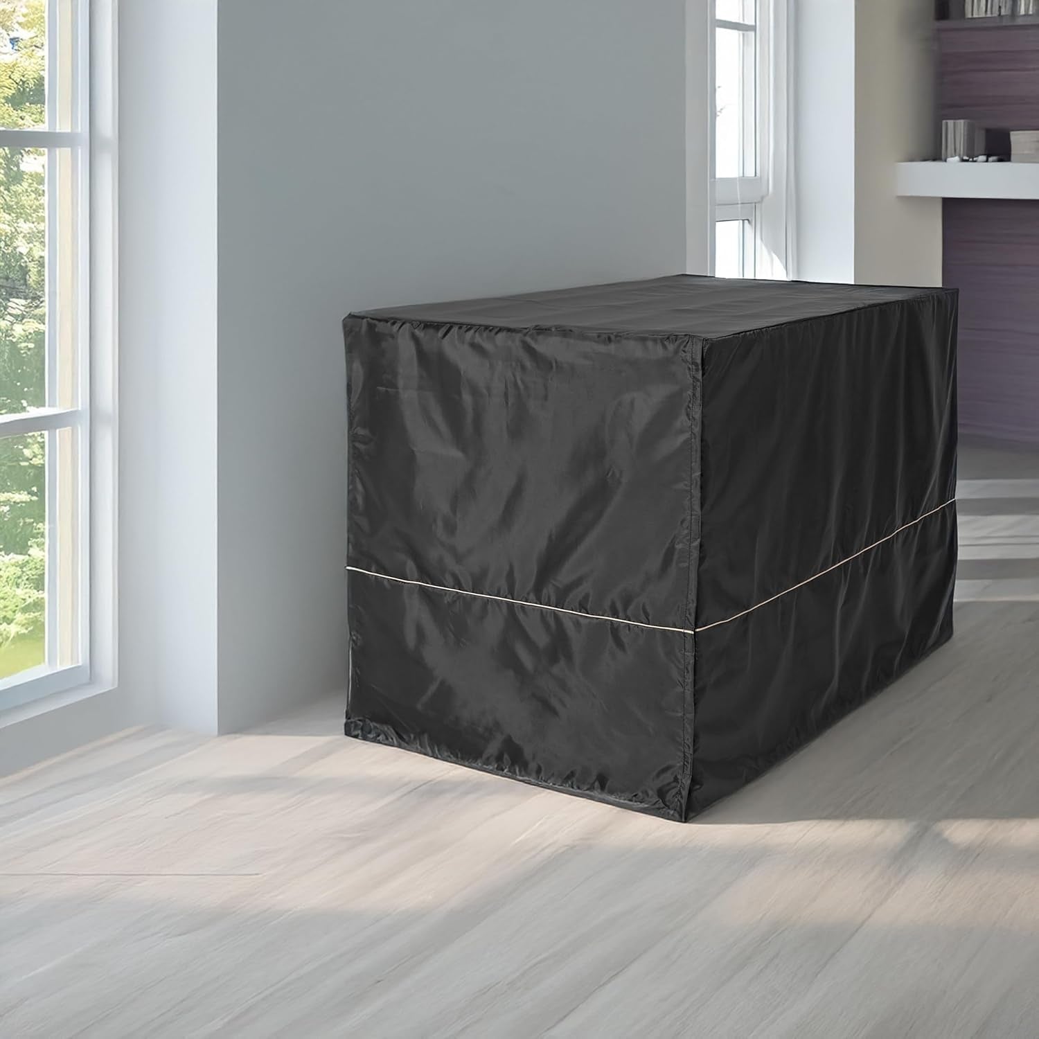 Midwest Homes for Pets XL Dog Crate Cover, Black Polyester Privacy Kennel Cover Fits Most 48-Inch Crates, Machine Washable, Reduces Barking & Chewing