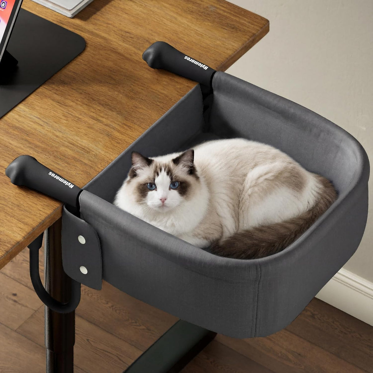 Extra-Sturdy Cat Desk Bed for Large Cats 50Lbs Desk Cat Bed Attachment