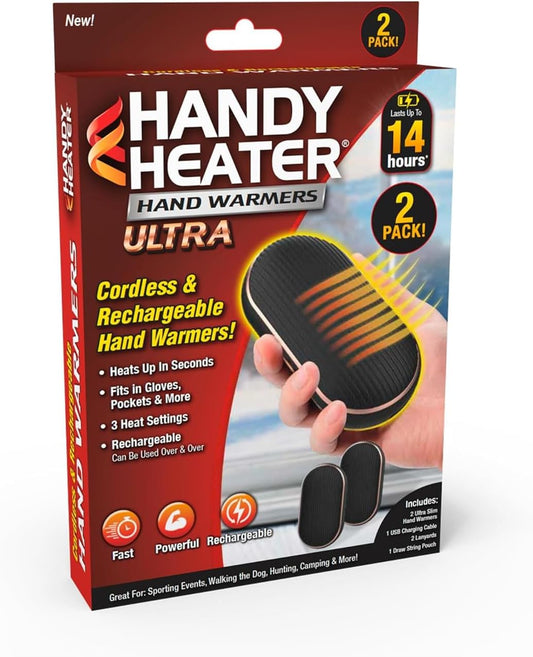 Handy Heater Hand Warmers Ultra, Rechargeable Hand Warmer, 2 Pack