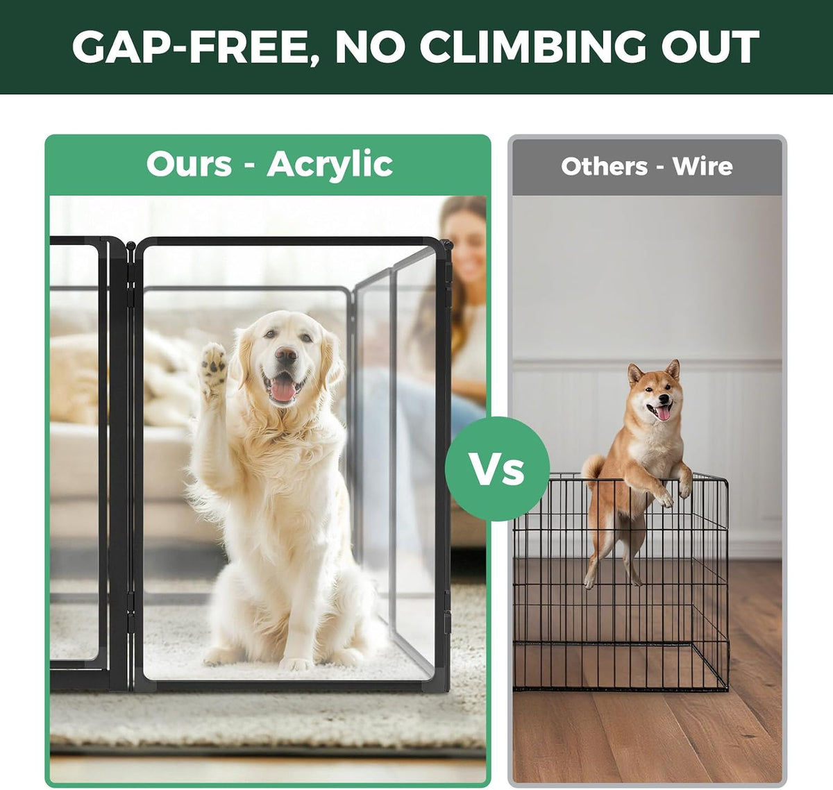 FXW Auraspace Pro Clear Acrylic Indoor Dog Playpen, 40" H, 8 Panels