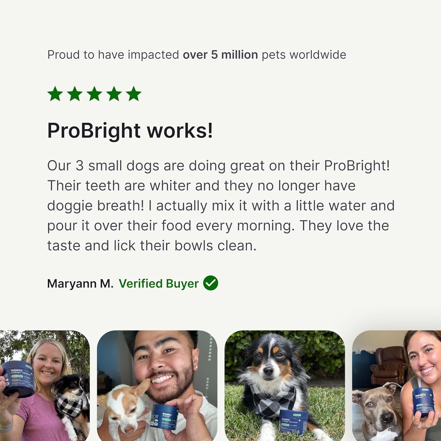 Petlab Co. Probright Dental Powder - Dog Breath Freshener - Teeth Cleaning Made Easy – Targets Tartar & Bad Breath - Formulated for Small Dogs - Packaging May Vary