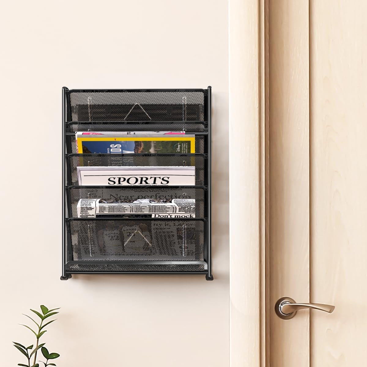 Simple Houseware 6-Tier Wall Mount Document Letter Tray Organizer, Black