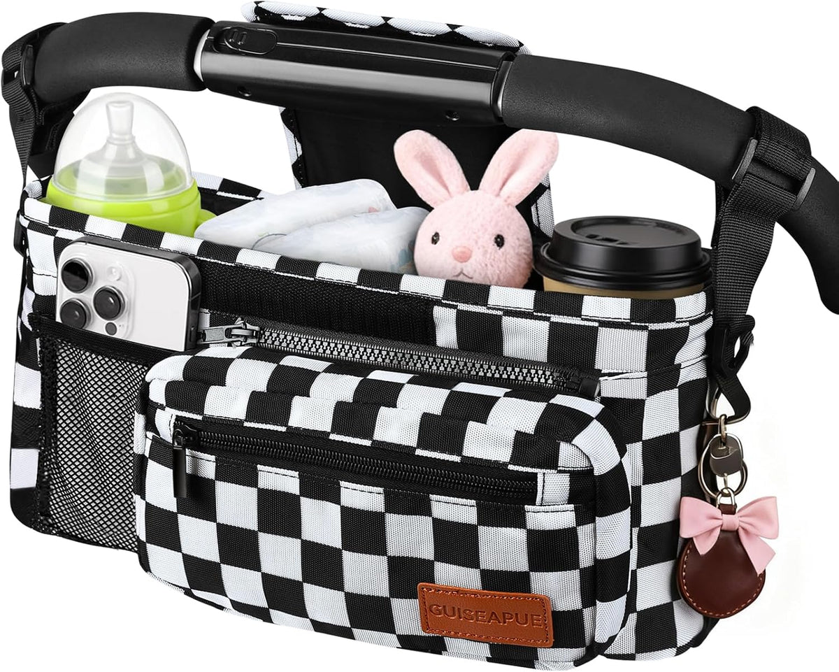 Stroller Caddy with Cup Holder, Non Slip Stroller Organizer Bag Accessories