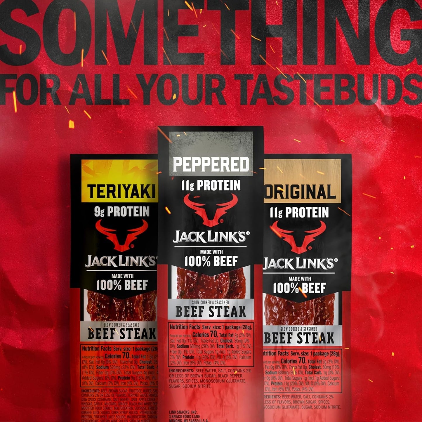 Jack Link'S Peppered Beef Jerky Steaks - Ready to Eat Real Meat Protein Snacks - 11G Protein per Serving - Made with 100% Real Beef - (12 Pack) 1 Oz Meat Snacks