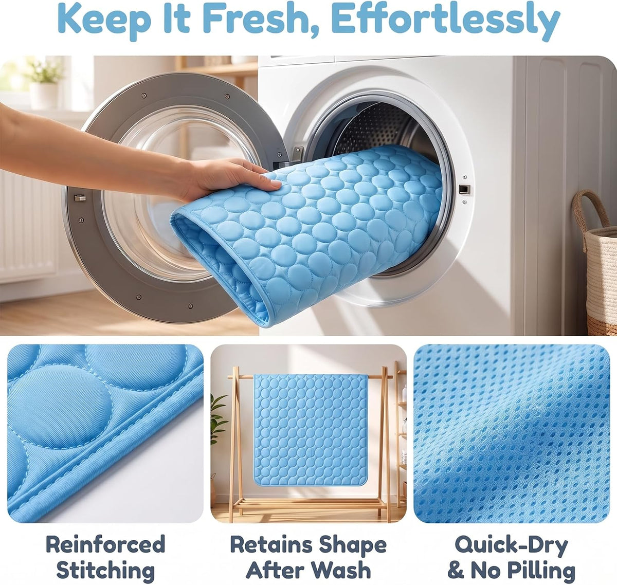 Mat – Breathable, Washable, Freeze-Free or Gel-Free, Portable Cat and Dog Mat for Cages, Cars, Sofas, Floors, Indoor/Outdoor, All Year Round. (XL 39.37" X29.55'')