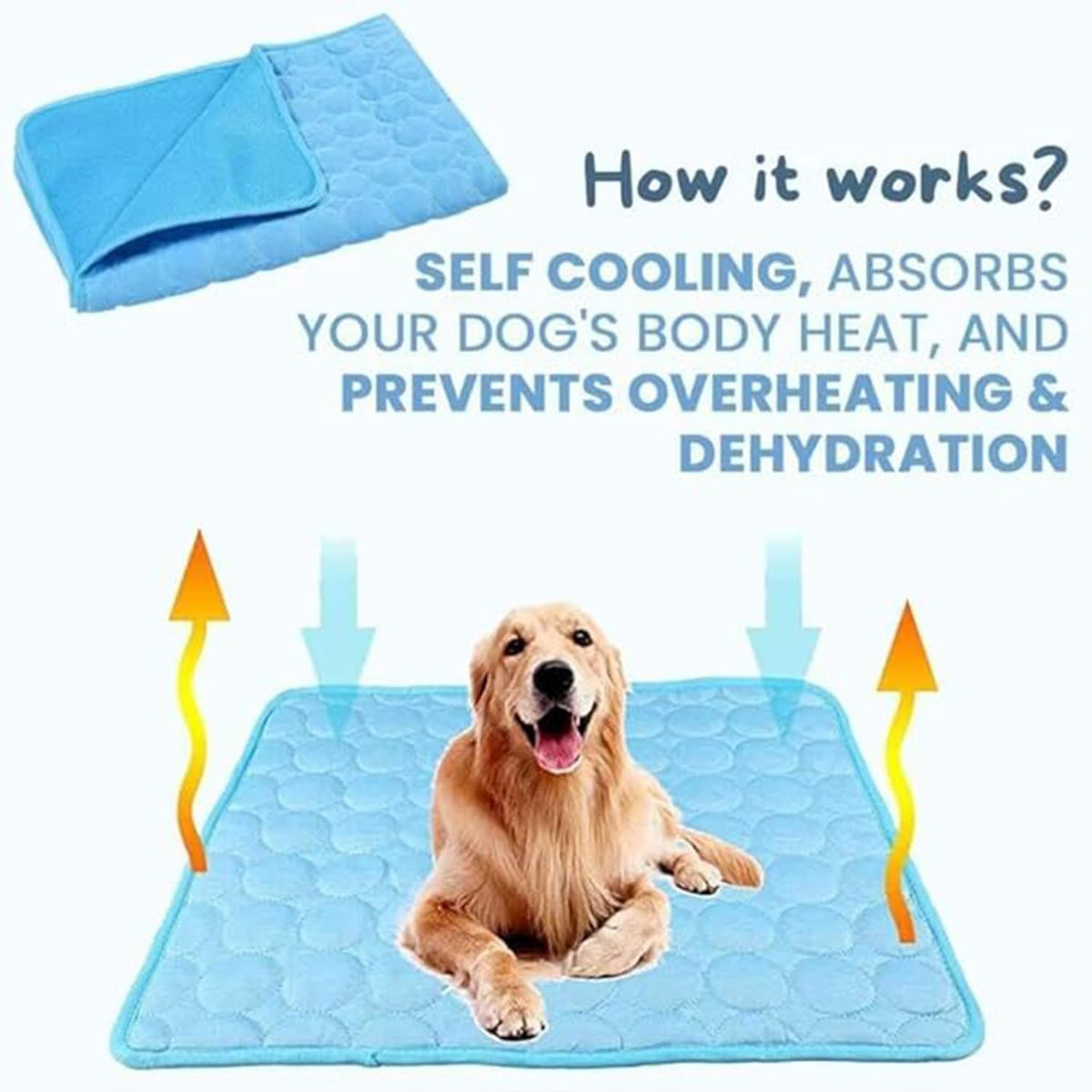 2025 New Dog Cooling Mat, Pet Cooling Mats, Summer Cool Pads Pet Mat Outdoor for Dogs & Cats, Pet Bed Mats Machine Washable (Blue, 70×55 Cm | 28×22")