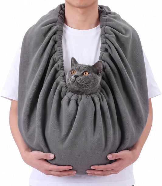 Aliceset Fleece Cat Large Sling, anti Pet Anxiety,Fits 18 Lbs, Dark Gray
