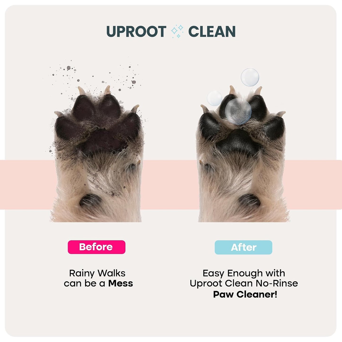 Uproot Clean Dog Paw Cleaner - No-Rinse Paw Cleaner for Dogs - Easy Dog Foot Washer with Bristle Brush - Fragrance-Free Foot Scrubber for Home and On-The-Go - Hypoallergenic & Safe All Dogs