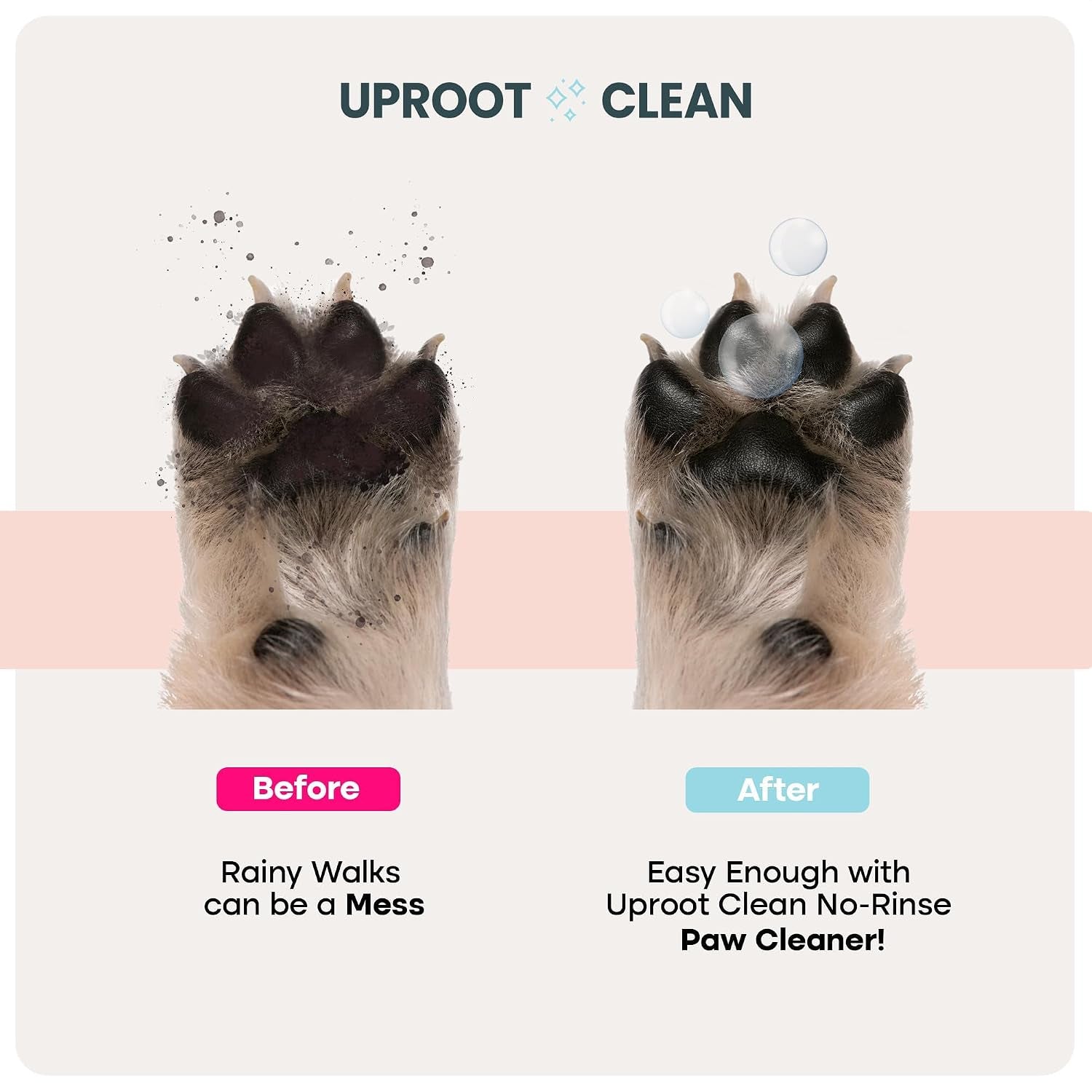 Uproot Clean Dog Paw Cleaner - No-Rinse Paw Cleaner for Dogs - Easy Dog Foot Washer with Bristle Brush - Fragrance-Free Foot Scrubber for Home and On-The-Go - Hypoallergenic & Safe All Dogs