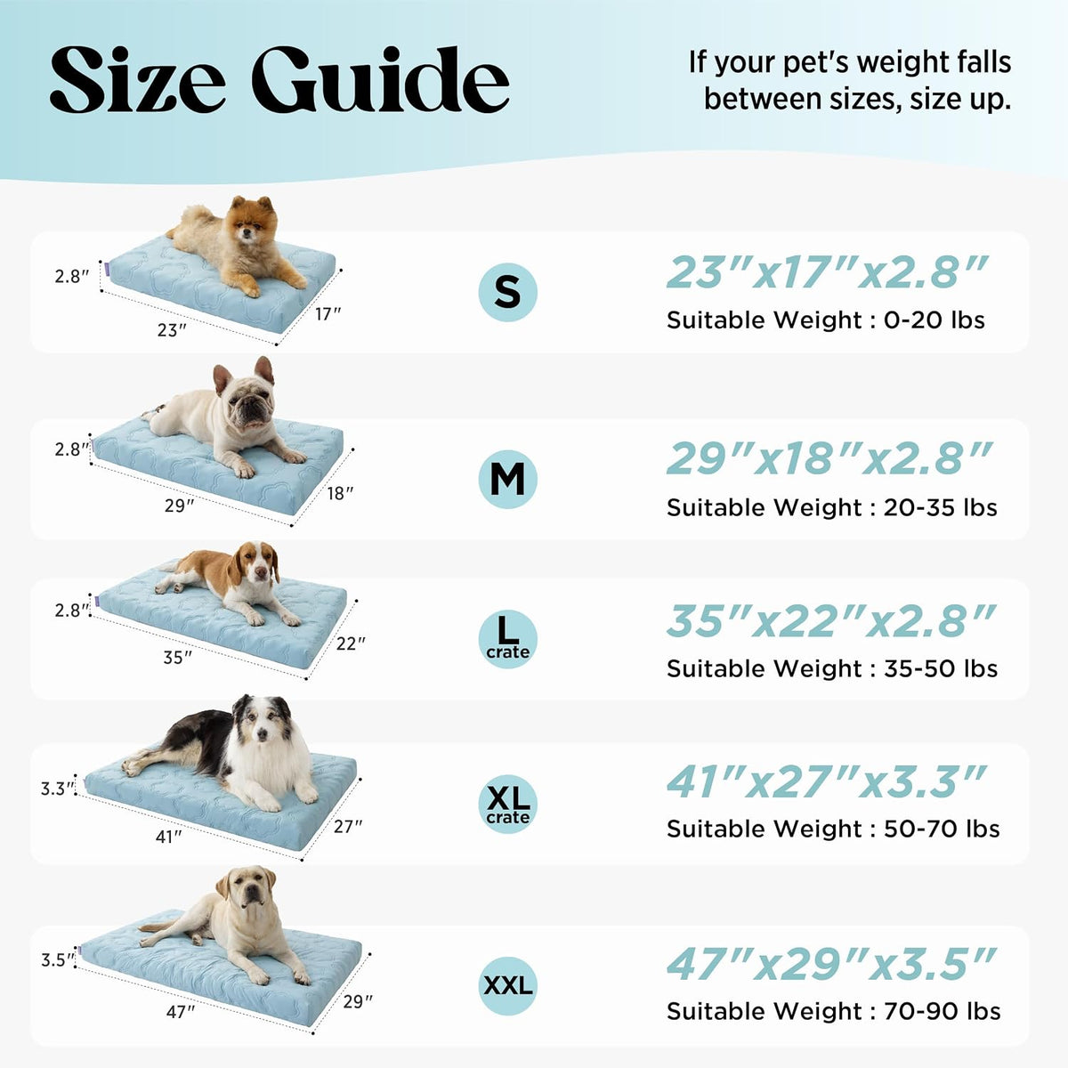 LE SURE Apexcloud™ Cooling Dog Bed for Large Dogs with Washable Cover,35In