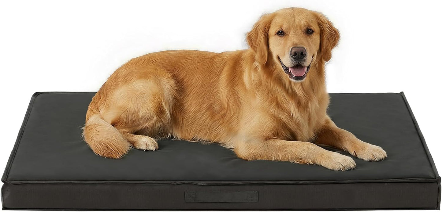 Outdoor Dog Bed Large Sized Dog, Waterproof Dog Bed Large, 44X32X3.5 Inch, Orthopedic Dog Bed with Removable Washable Cover, Flat Rectangle Pet Crate Pad for Kennel, Cage, Outside, Dark Grey