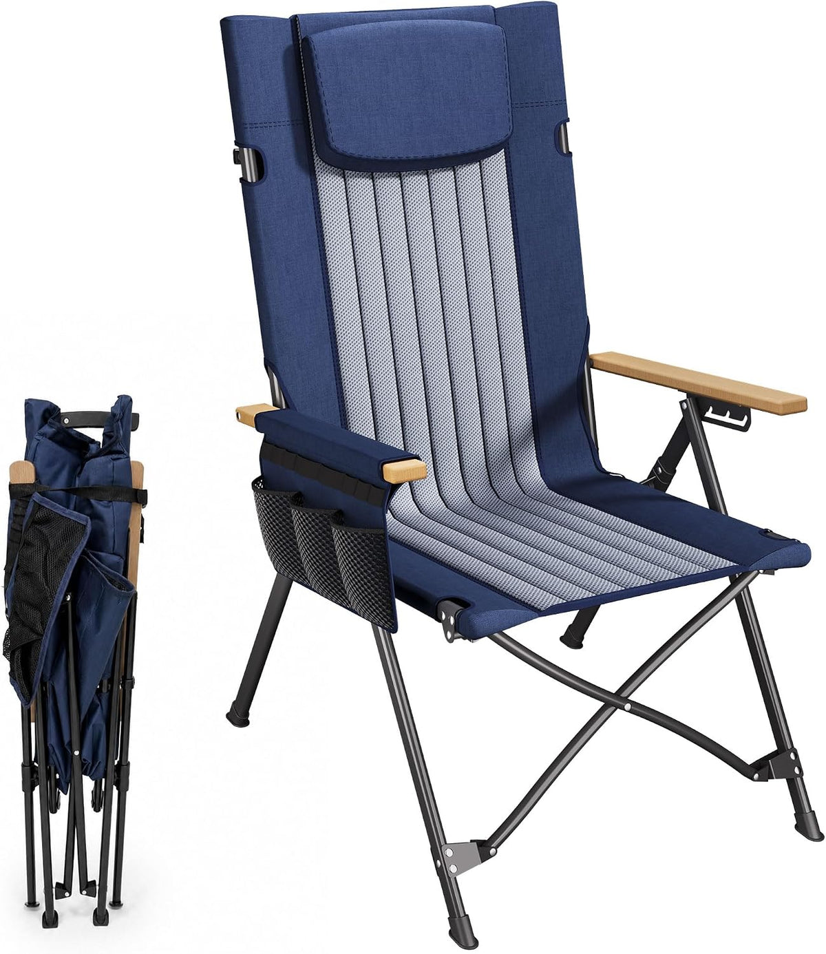 ATORPOK Camping Portable Folding Lawn Chairs for Adults, High Back Recliner