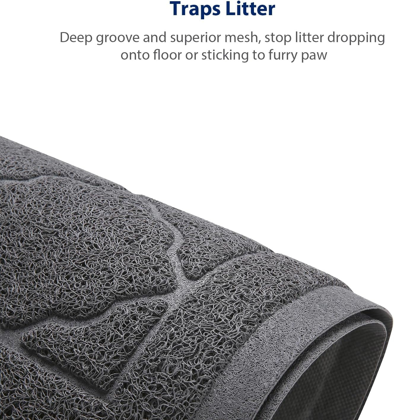 Wepet Cat Litter Box Mat, Kitty Premium PVC Pad, Durable Trapping Rug, Phthalate Free, Urine-Resistant, Scatter Control, XXL 47 X 36 Inch, Grey