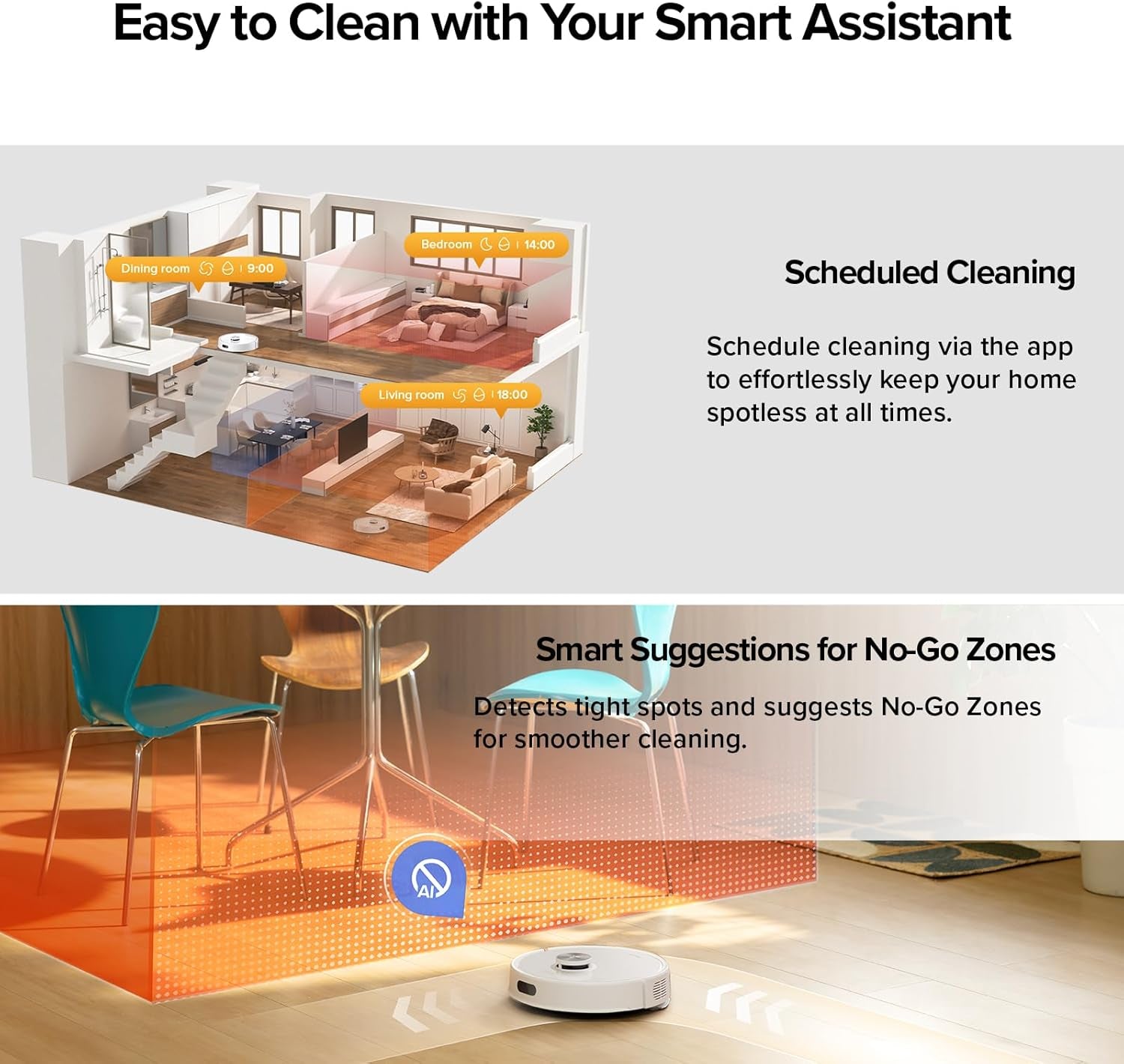 Roborock Q7 M5+ Robot Vacuum and Mop, Upgraded from Q5 Max+, up to 7-9 Weeks Self-Empty, 10000Pa Suction, Dual Anti-Tangle System for Pet Hair & Carpet, Precisense Lidar Navigation, App Control, White