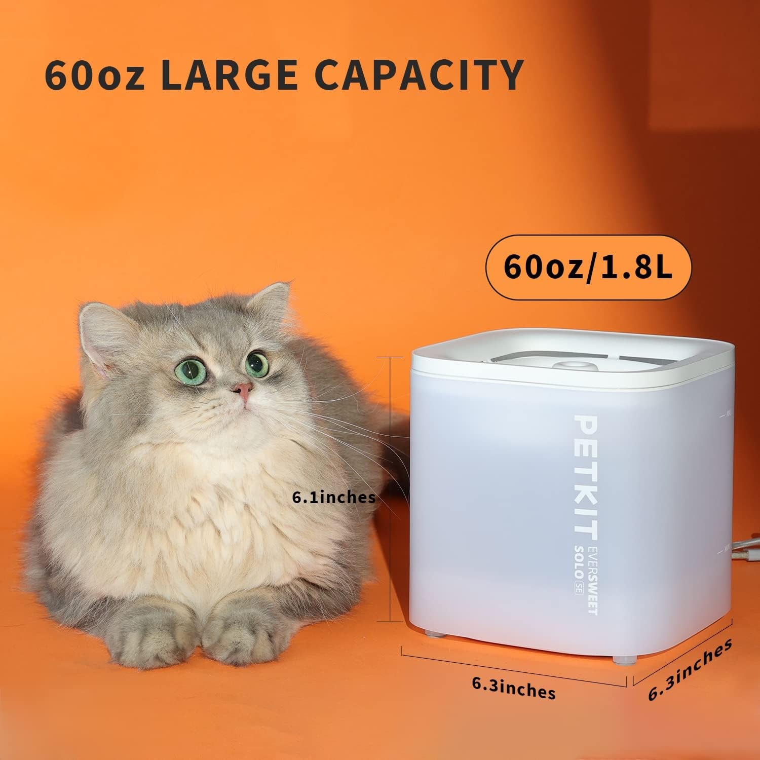 PETKIT New Cat Water Fountain with Wireless Pump, Ultra Quiet 65Oz/1.85L Pet Water Fountain for Cats and Dogs Inside, Detachable Design Easy to Clean and Assemble, Filters Included