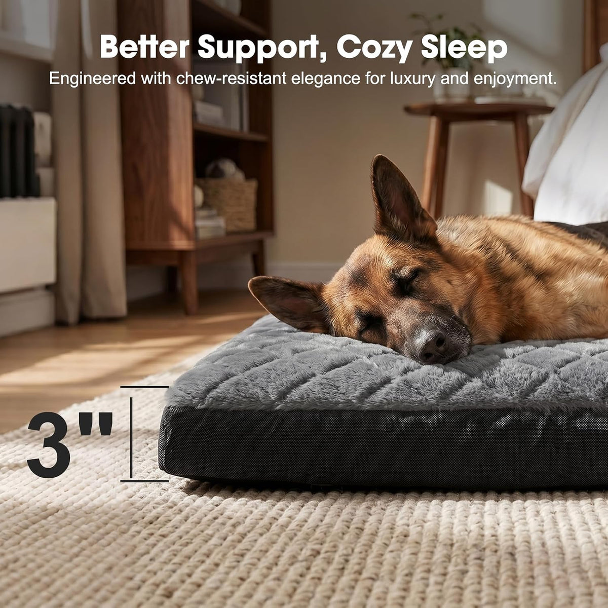 GASUR Indestructible Chew-Proof Dog Bed for Medium Dogs, Durable Crate Bed