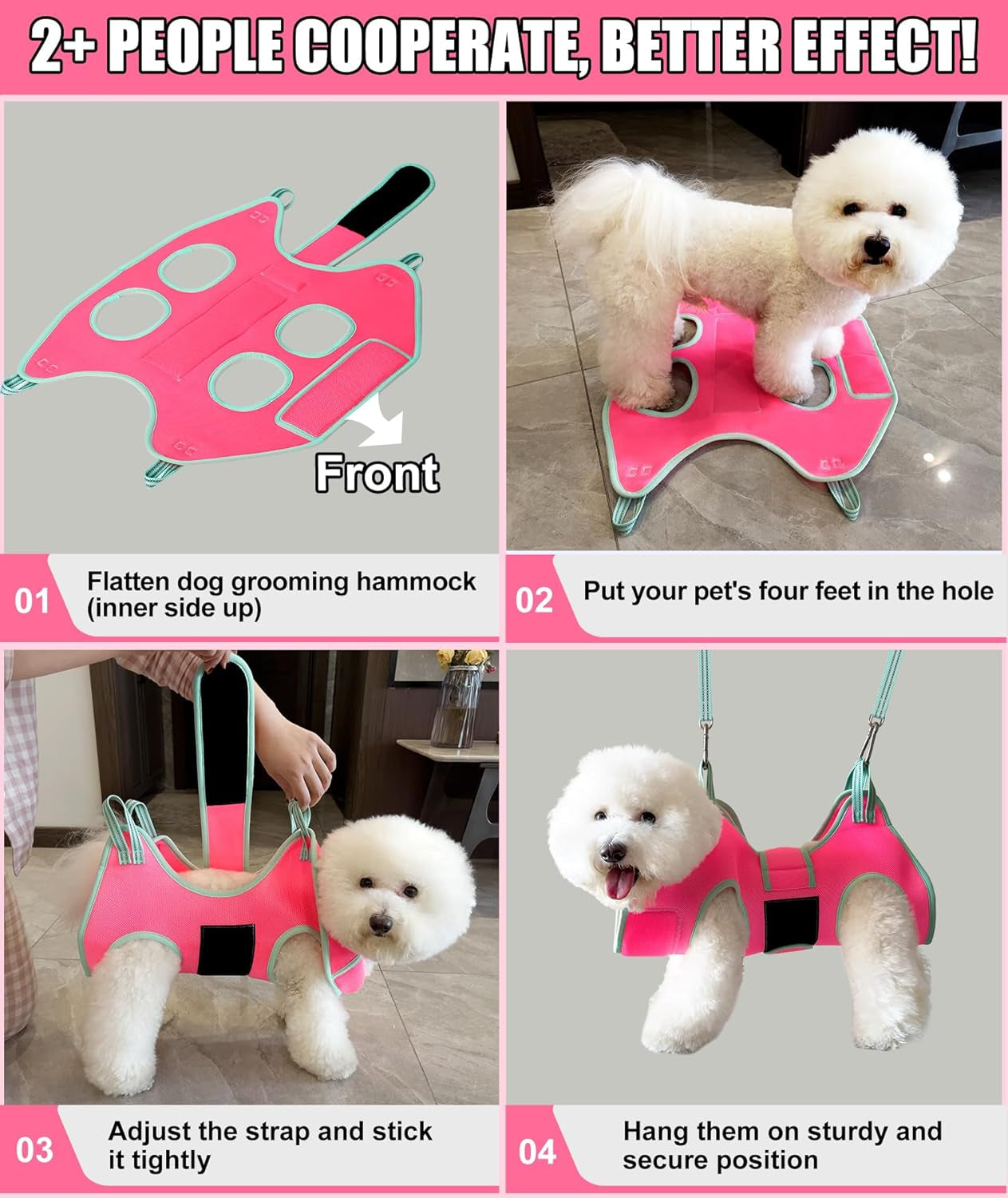 Kkiimatt Dog Grooming Hammock, Small Dog Hammock for Nail Trim, Hanging Harness for Claw Care,Grooming Sling Holder Hanger with Thick Fabric Neck Support Wide Strap Restraint